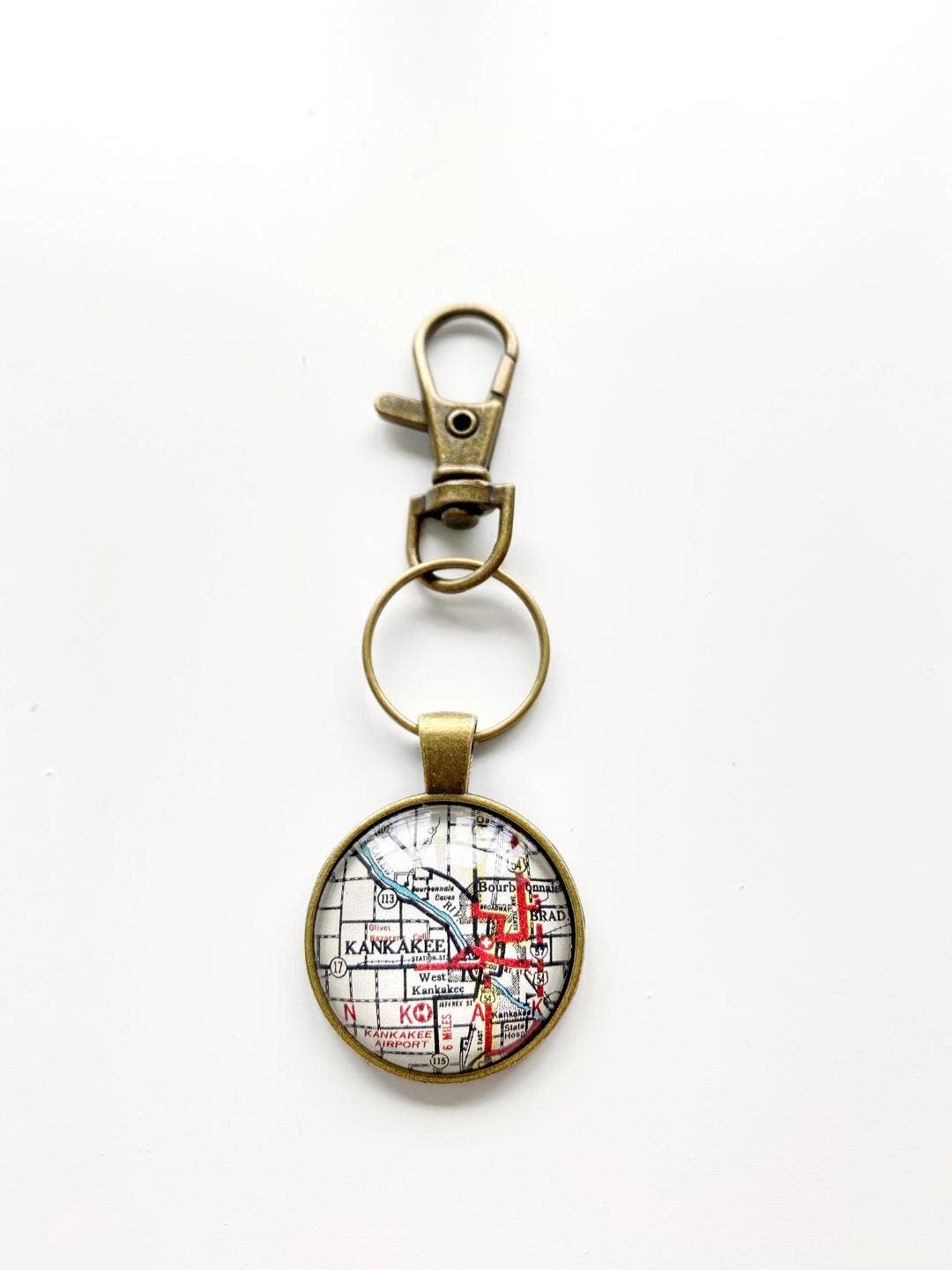 Kankakee Illinois vintage map keychain