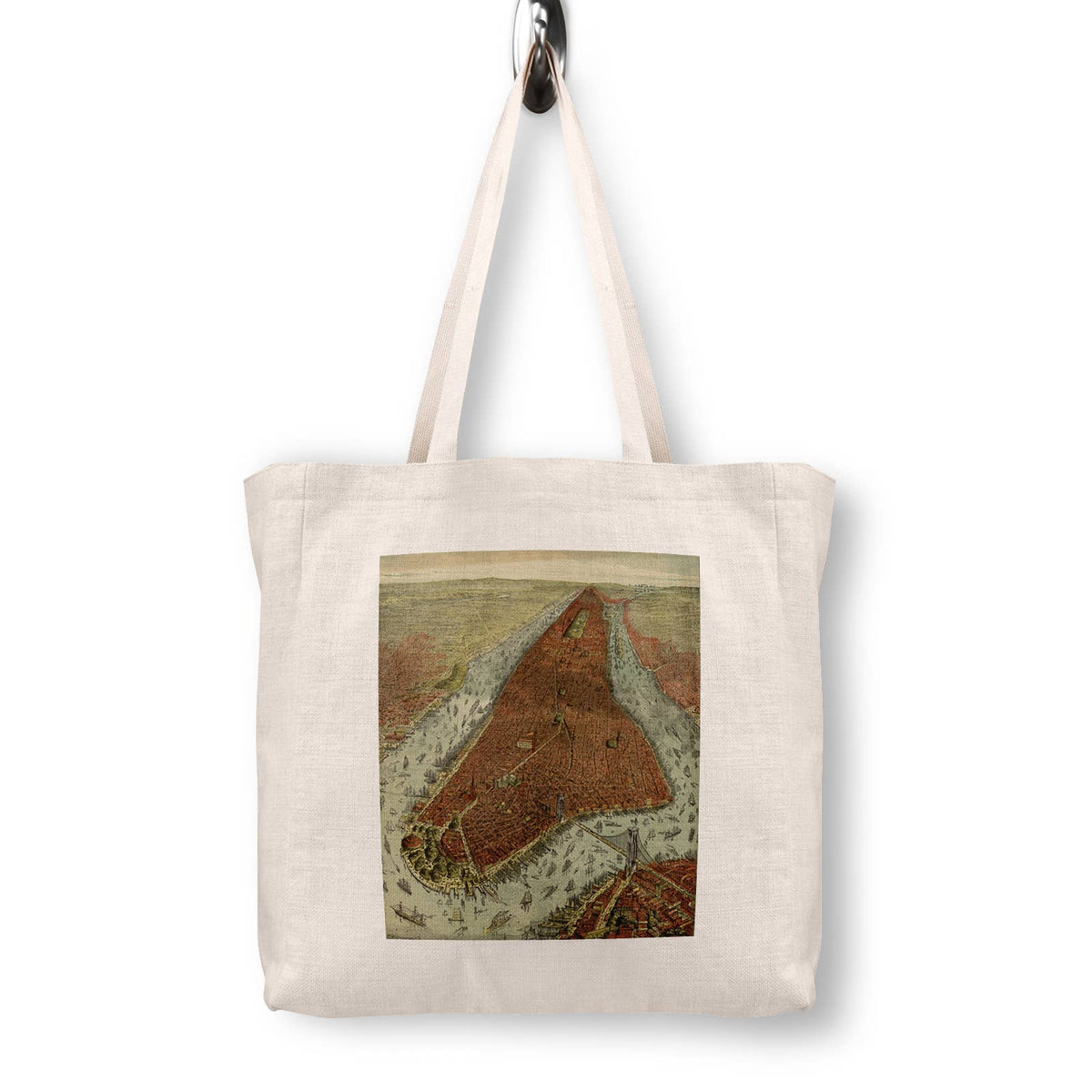 New York City Manhattan NYC Vintage Map Canvas Tote Bag