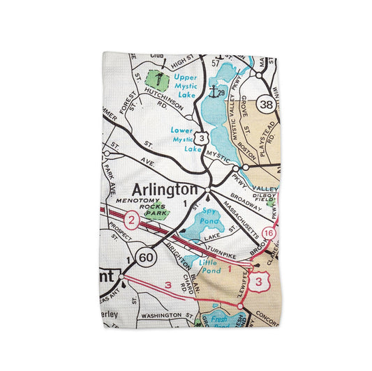 Arlington Massachusetts map tea towel