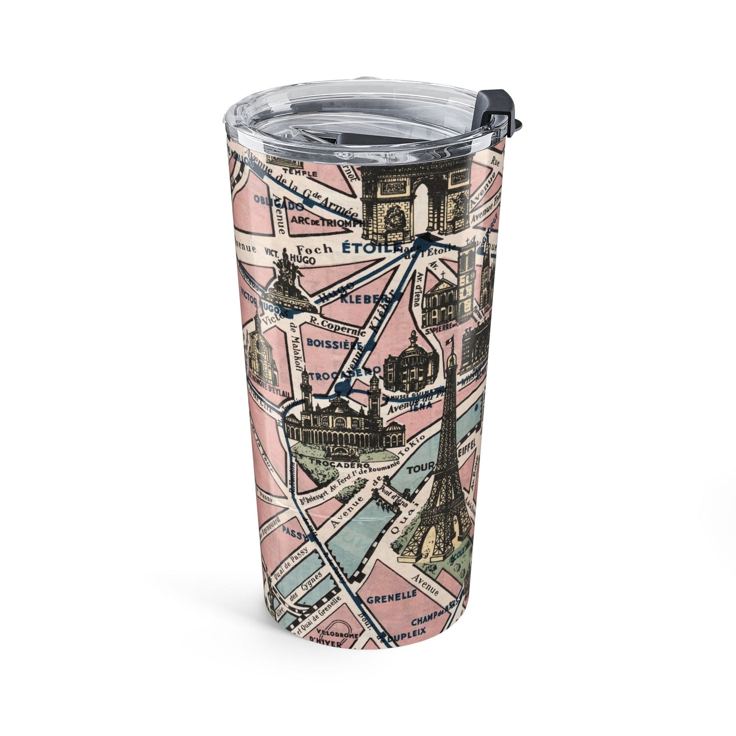 Paris France Vintage Map 20oz Insulated Tumbler