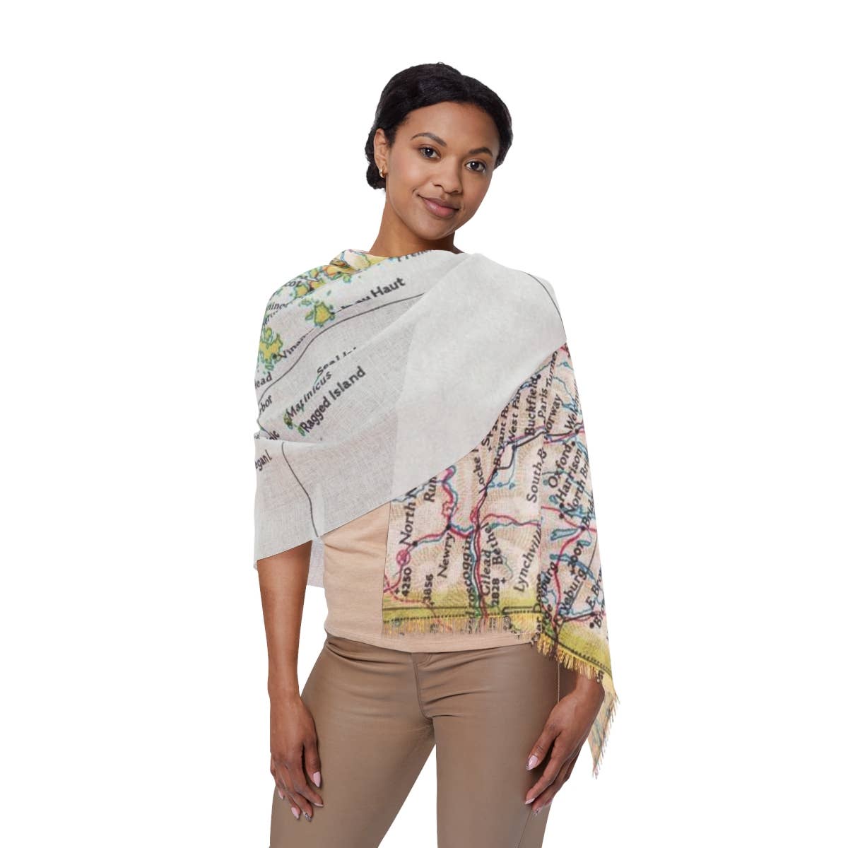 Maine Coast Map Travel Scarf view 2