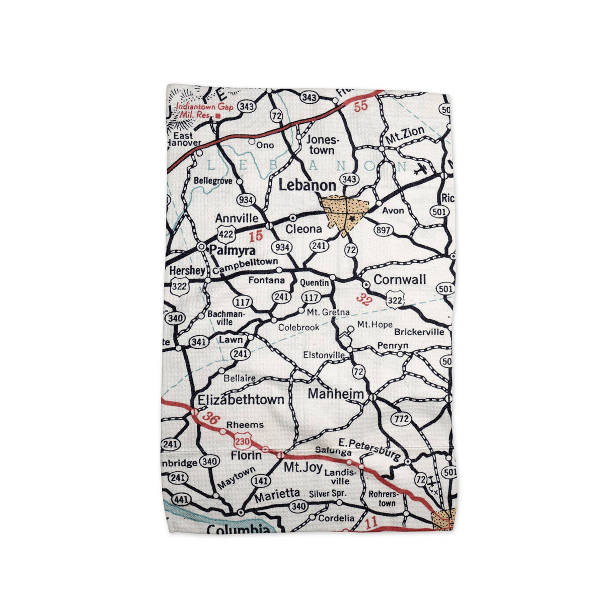 Mt Gretna Pennsylvania map tea towel
