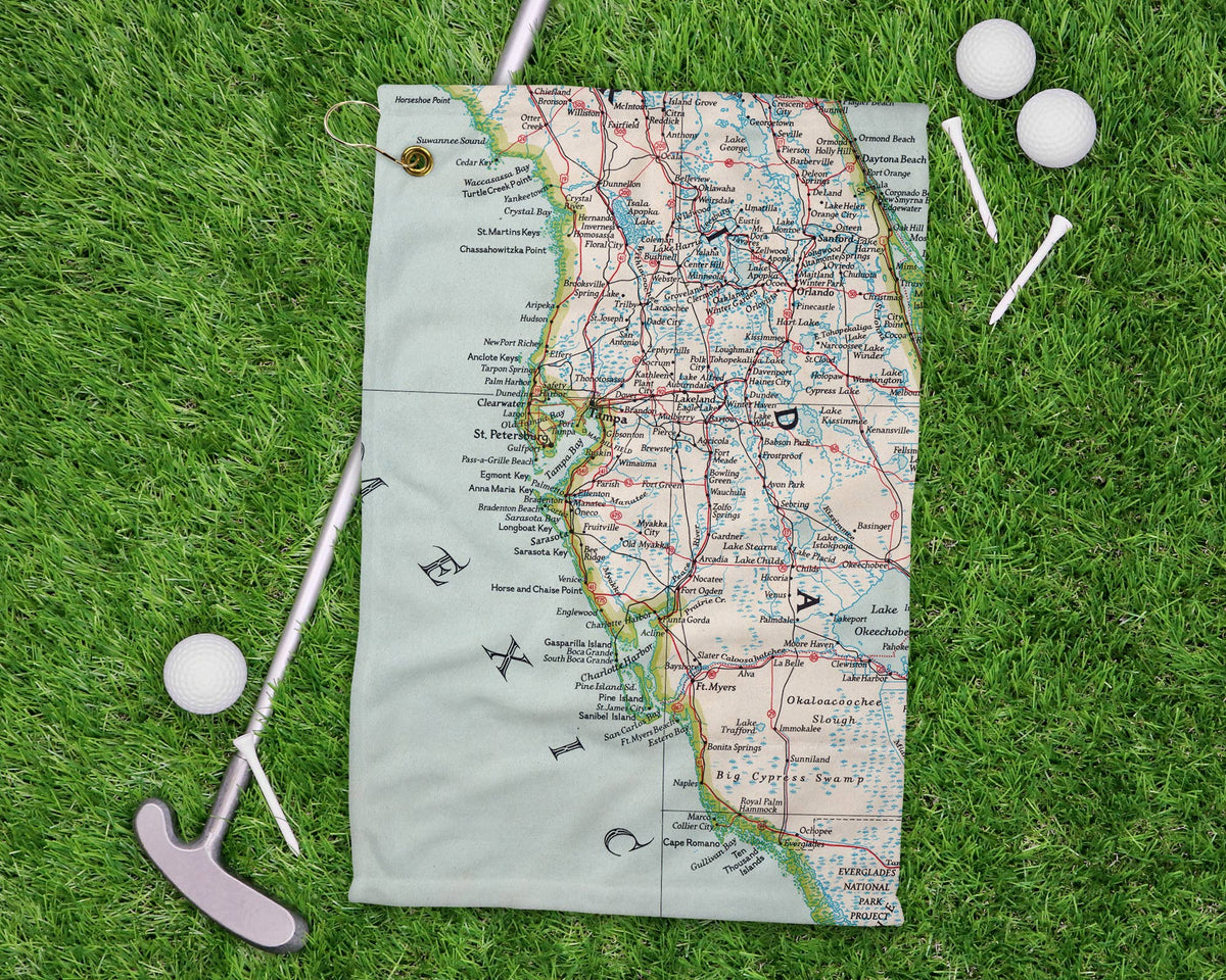 Gulf Coast Florida vintage map golf towel