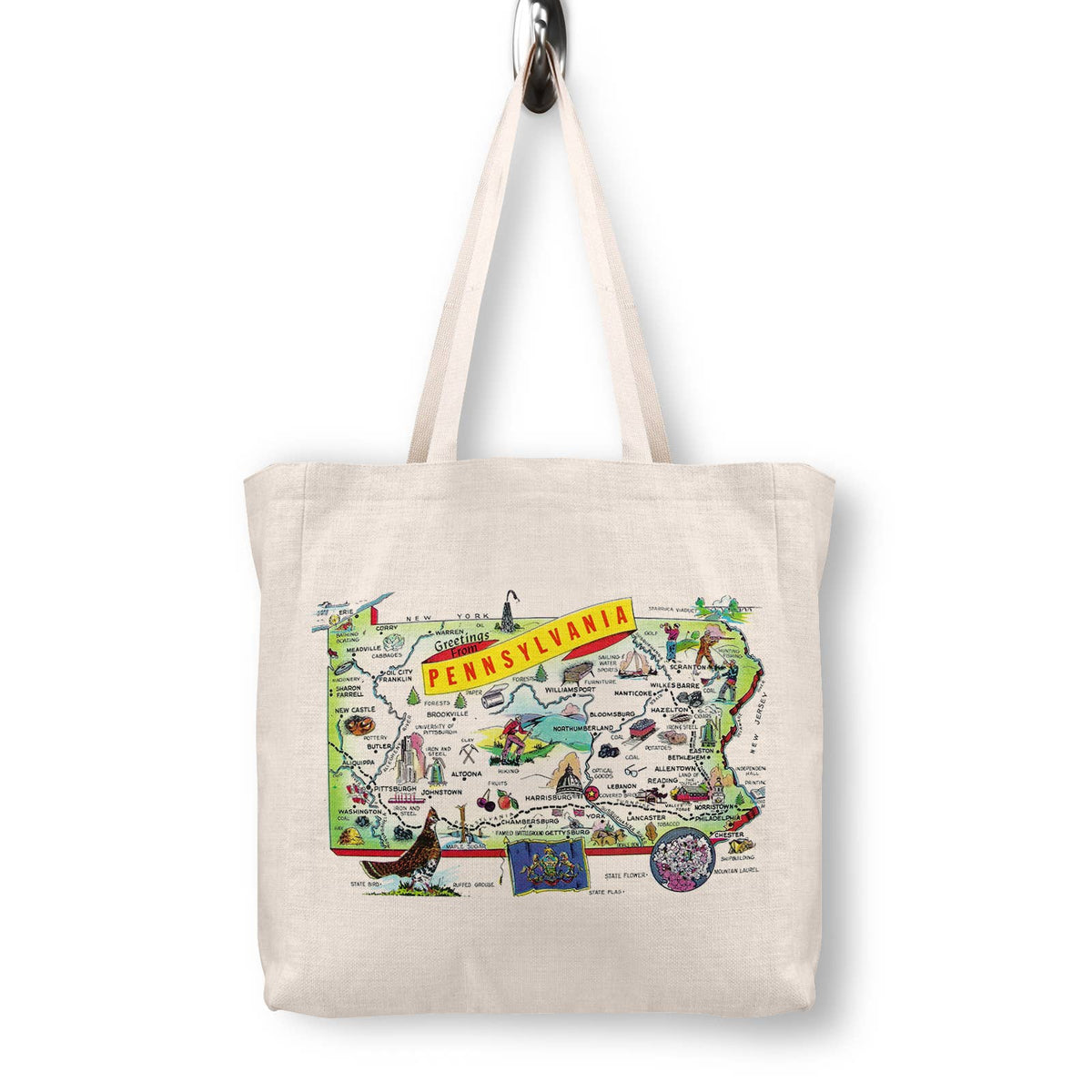 Pennsylvania Vintage Postcard Canvas Tote Bag