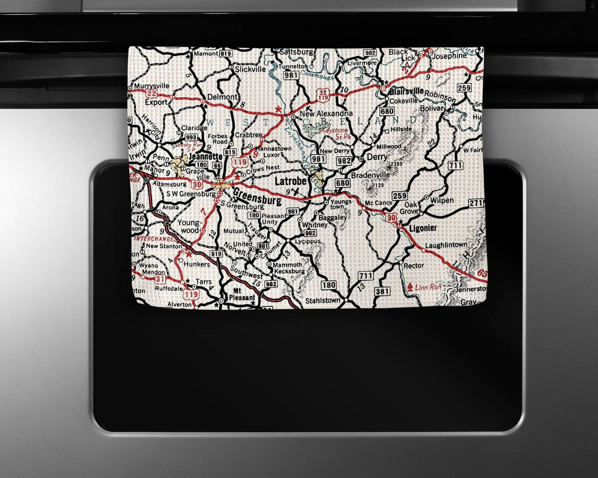 Latrobe Pennsylvania map tea towel