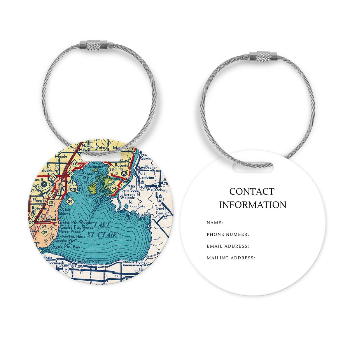 Lake St Clair Michigan Map Luggage Tag