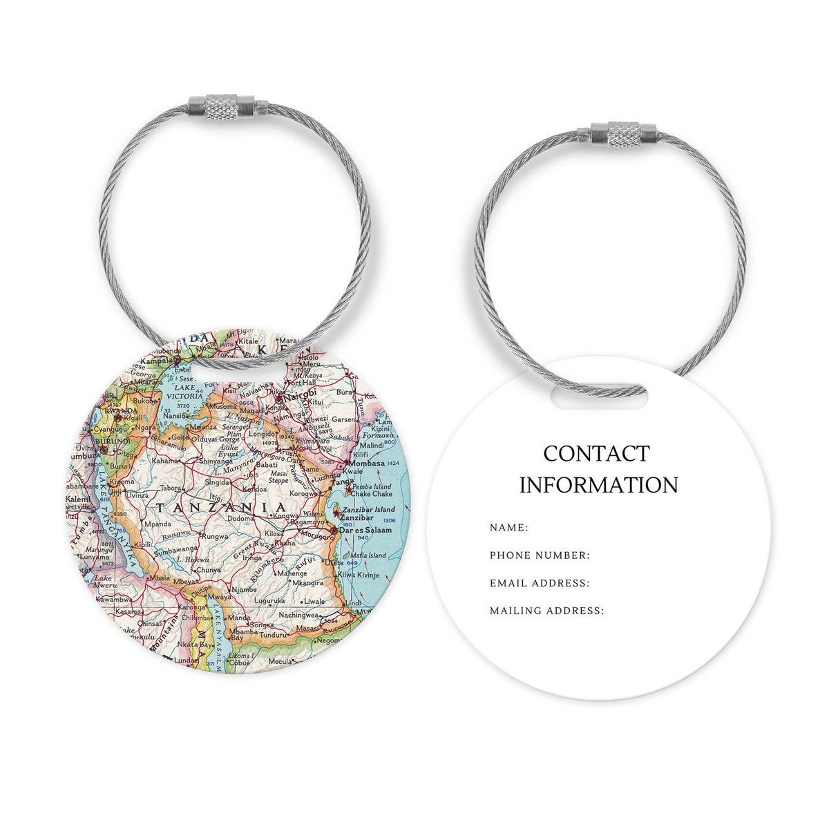 Tanzania Map Luggage Tag