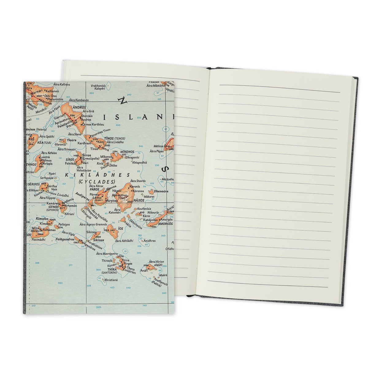 Cyclades Greece Mykonos Santorini Vintage Map Travel Journal