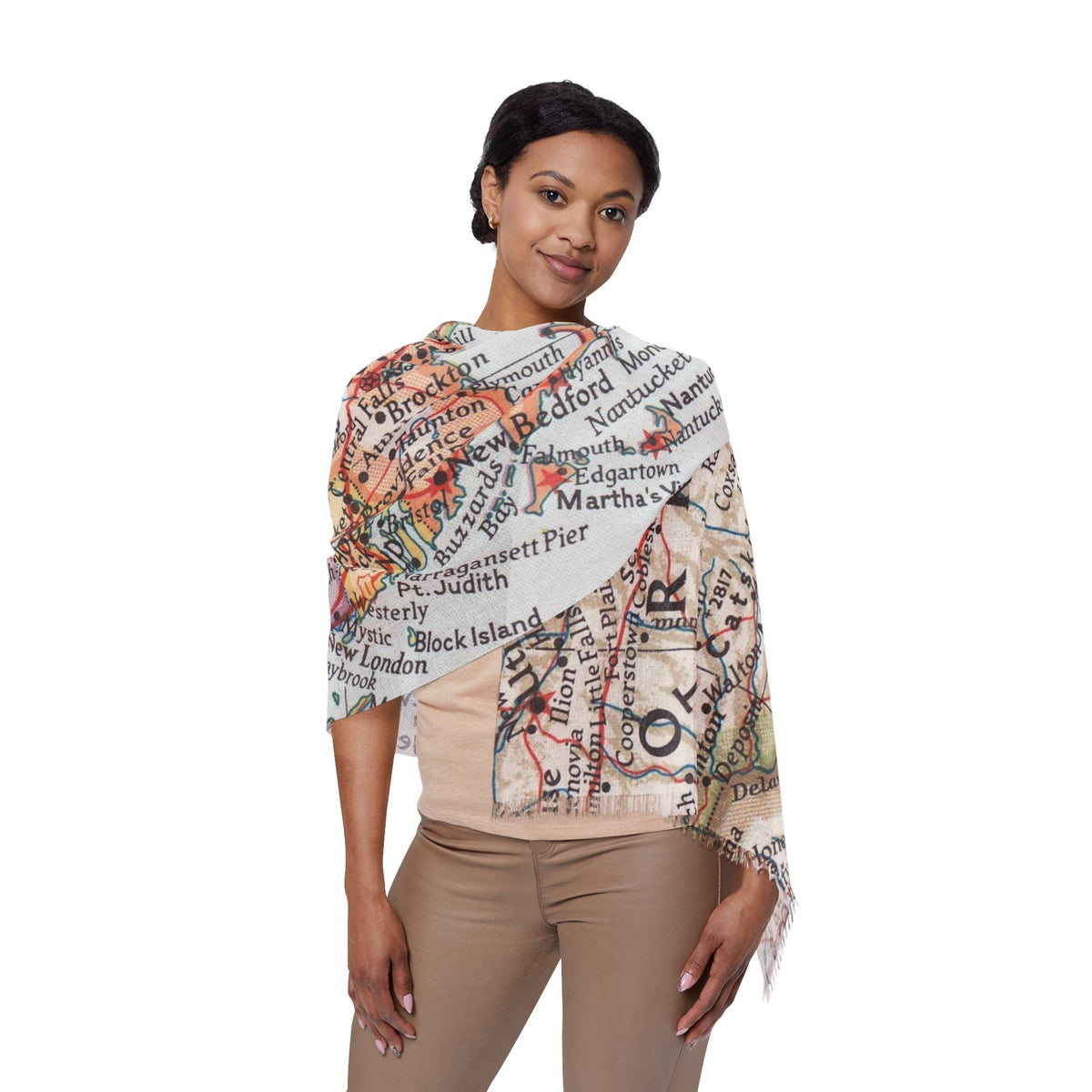 Massachusetts Map Travel Scarf view 3