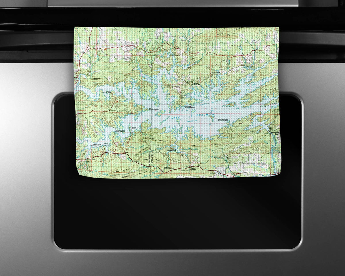 Lake Ouachita Arkansas map tea towel