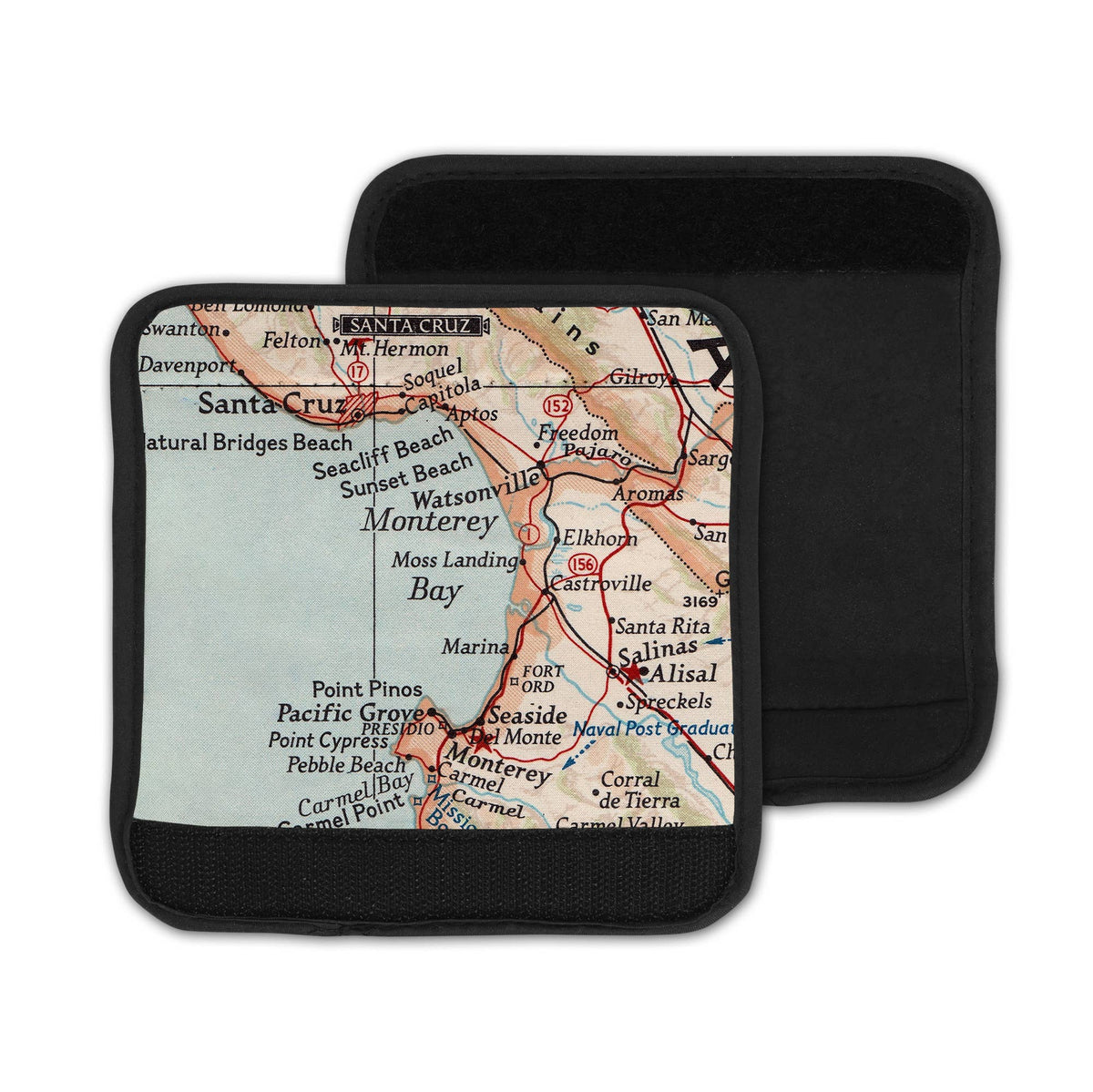 Monterey Bay California Map Luggage Tag and Handle Wrap view 3