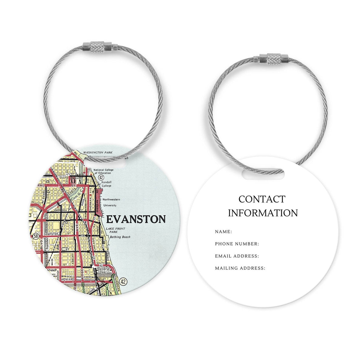 Evanston Illinois Map Luggage Tag