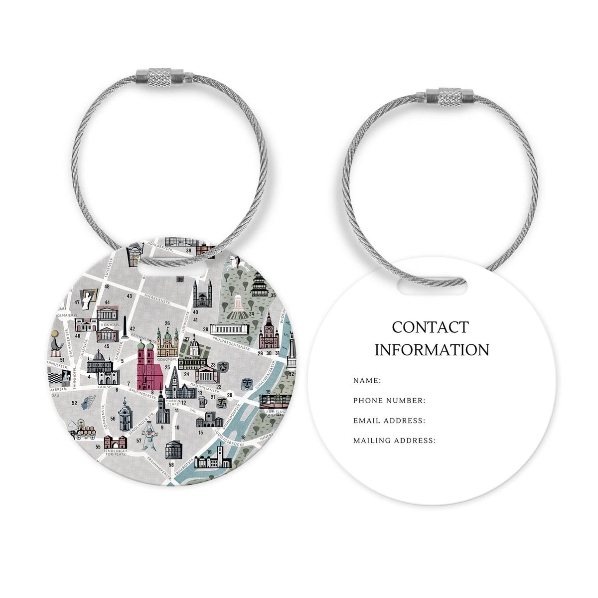 Munich Germany Map Luggage Tag and Handle Wrap view 2