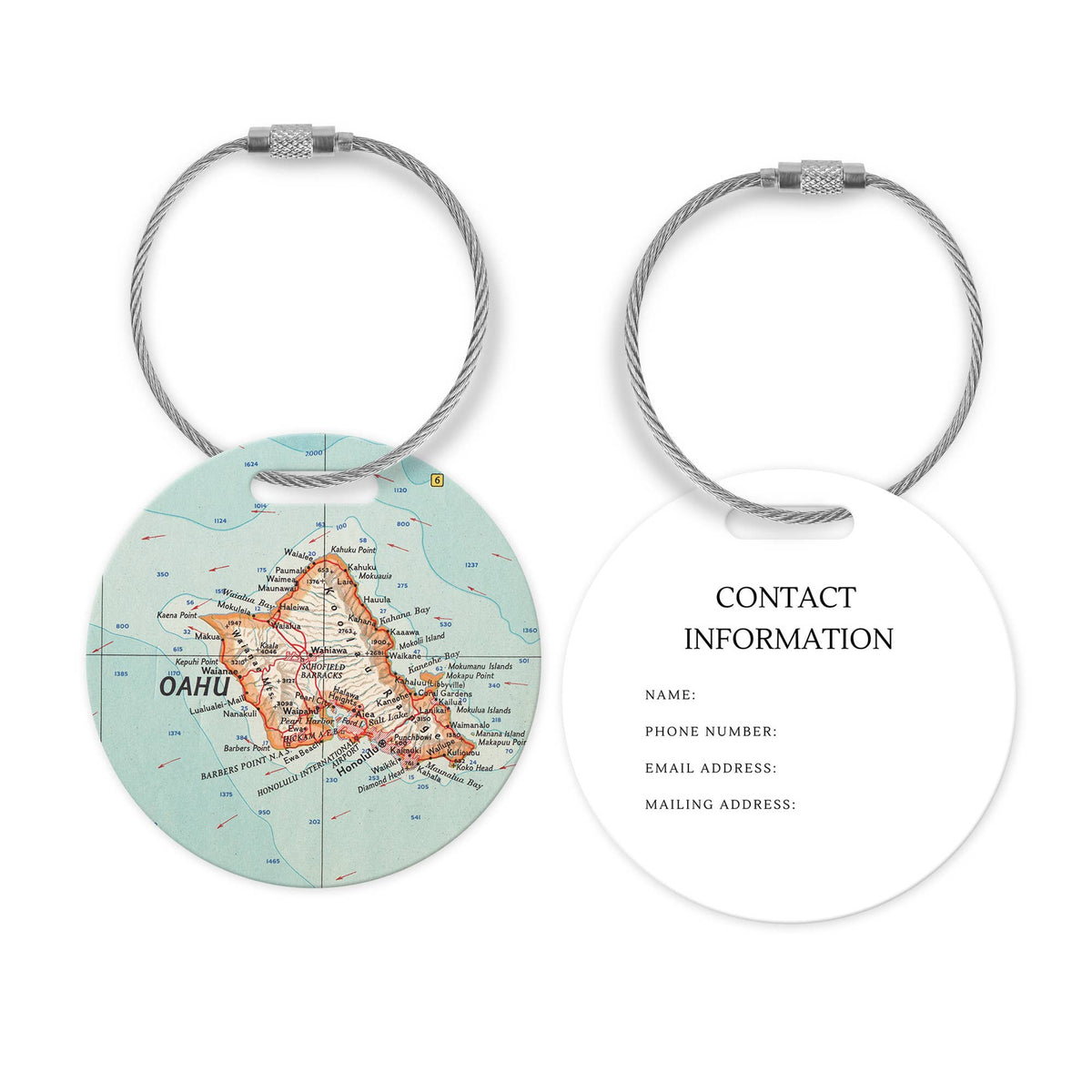 Oahu Hawaii Map Luggage Tag