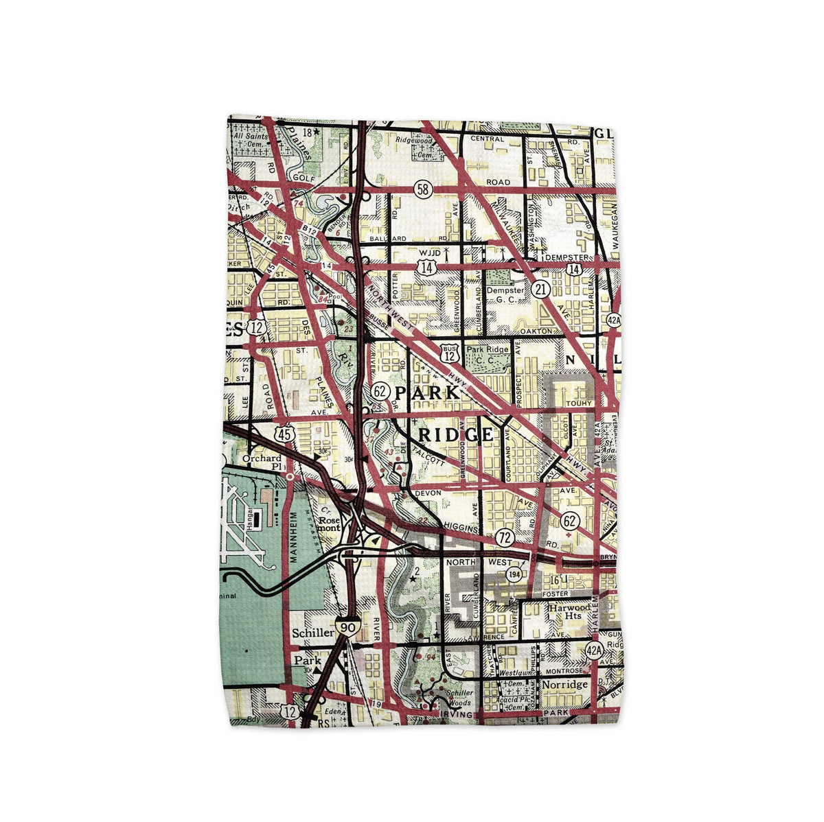 Park Ridge Illinois map tea towel