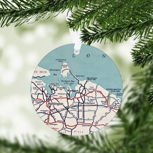 Northport New York vintage map Christmas ornament