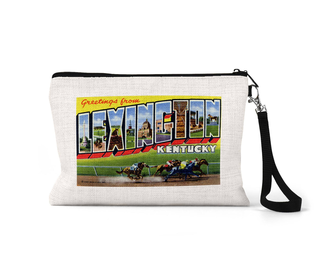 Lexington Kentucky vintage postcard wristlet travel pouch