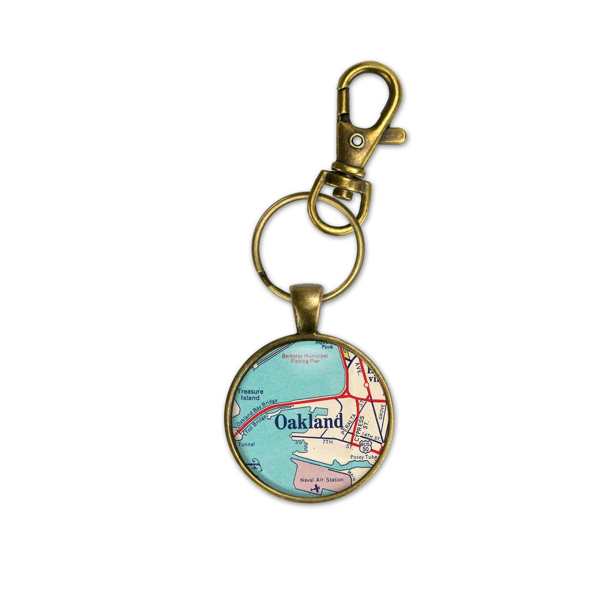 Oakland California vintage map keychain
