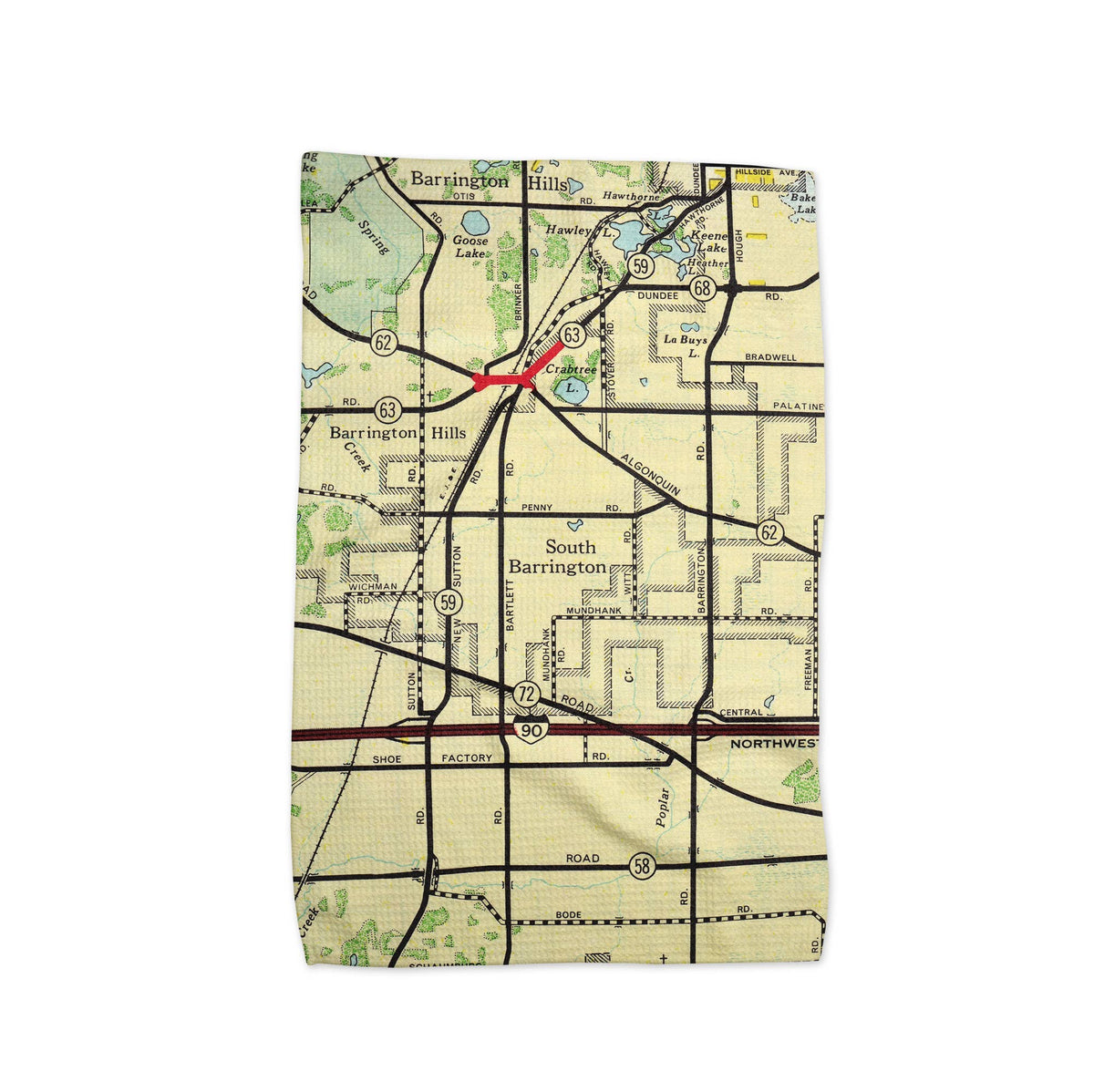 South Barrington Illinois map tea towel