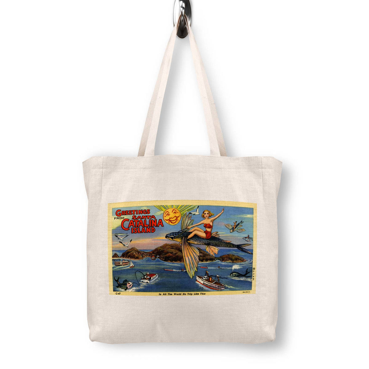 Catalina Island California Vintage Postcard Canvas Tote Bag