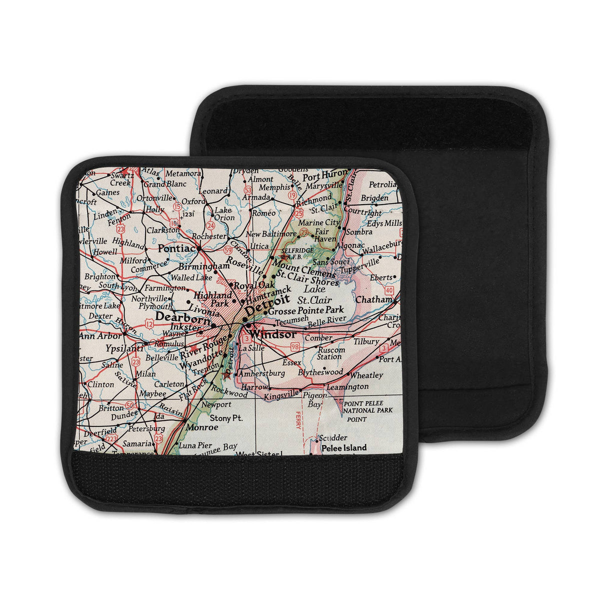 Detroit Michigan Map Luggage Tag and Handle Wrap view 3