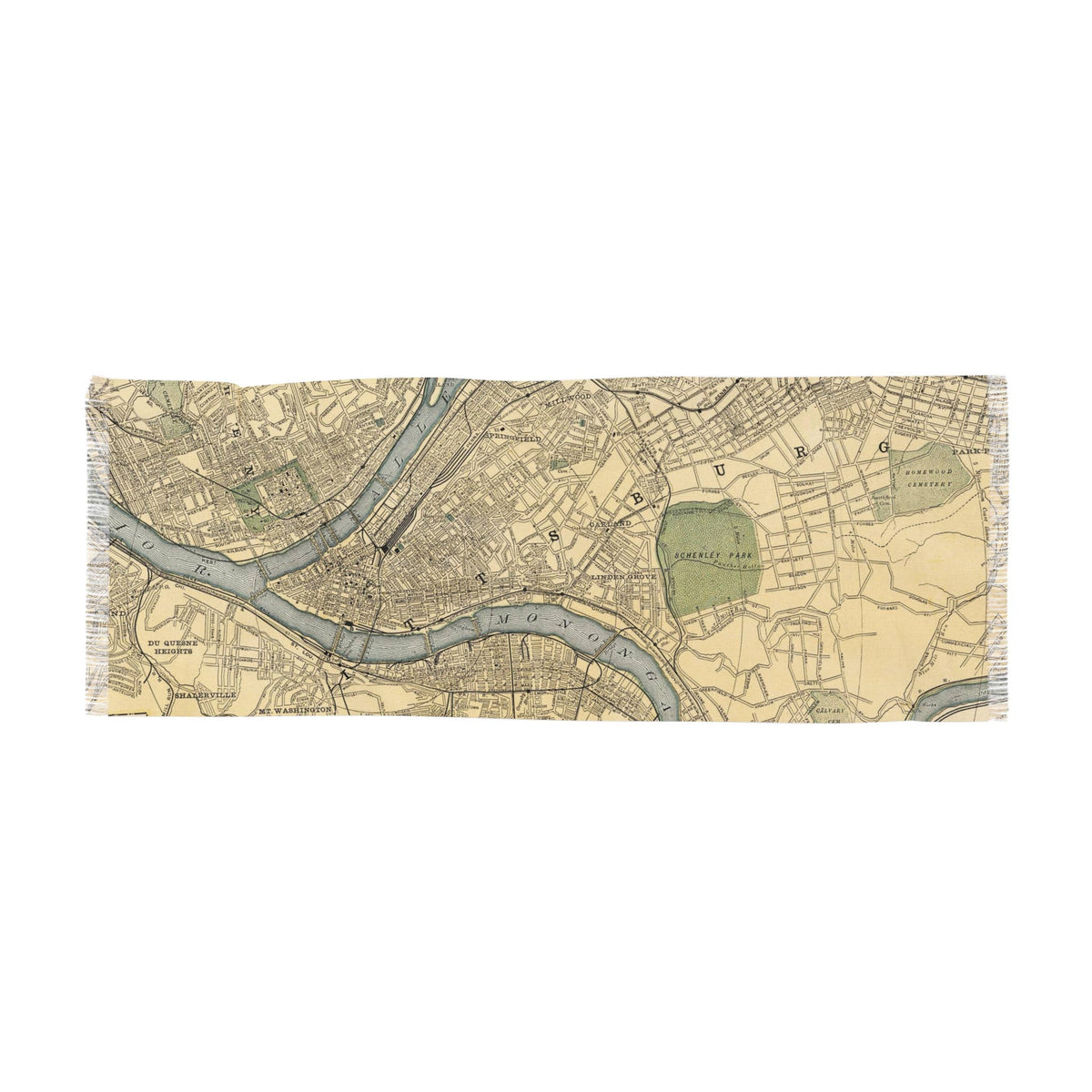 Pittsburgh Pennsylvania Map Travel Scarf view 3
