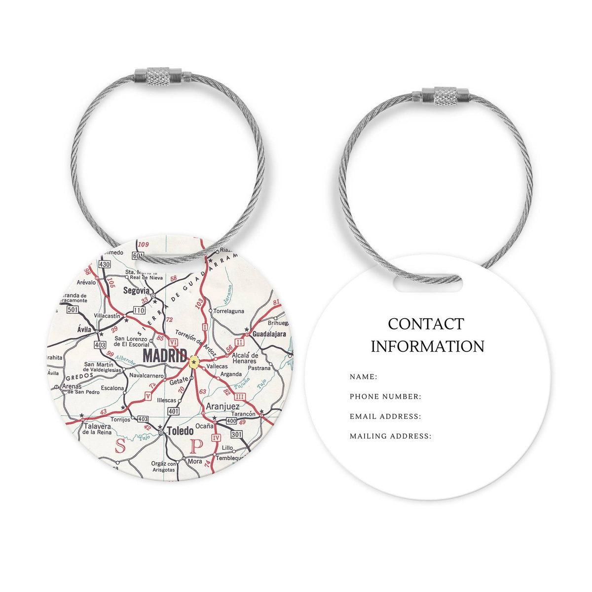 Madrid Spain Map Luggage Tag and Handle Wrap view 2