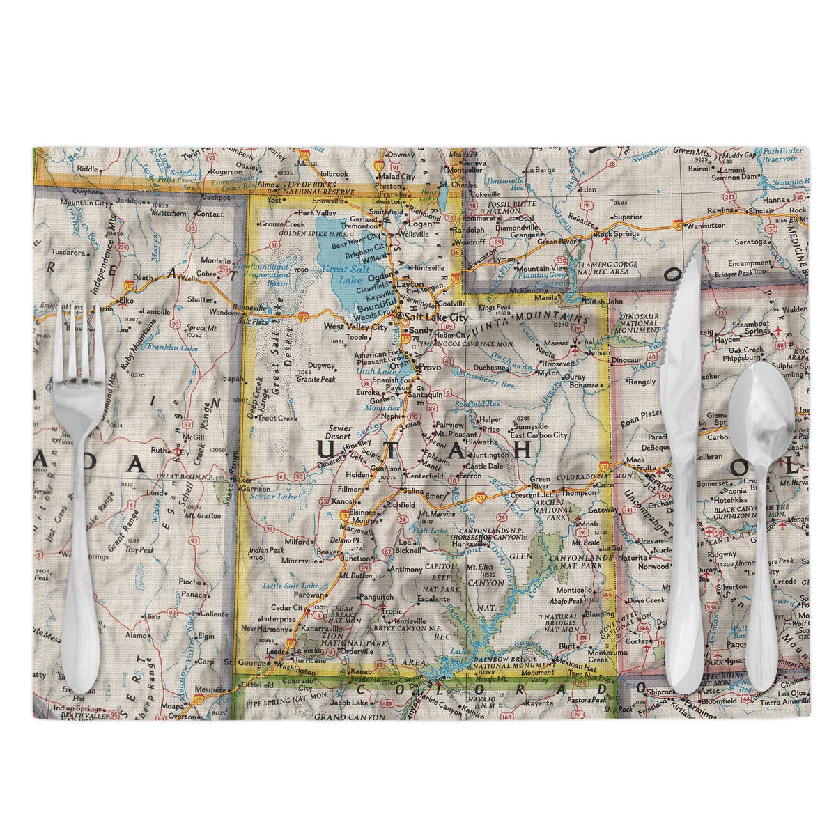 Utah vintage map placemats set of 4