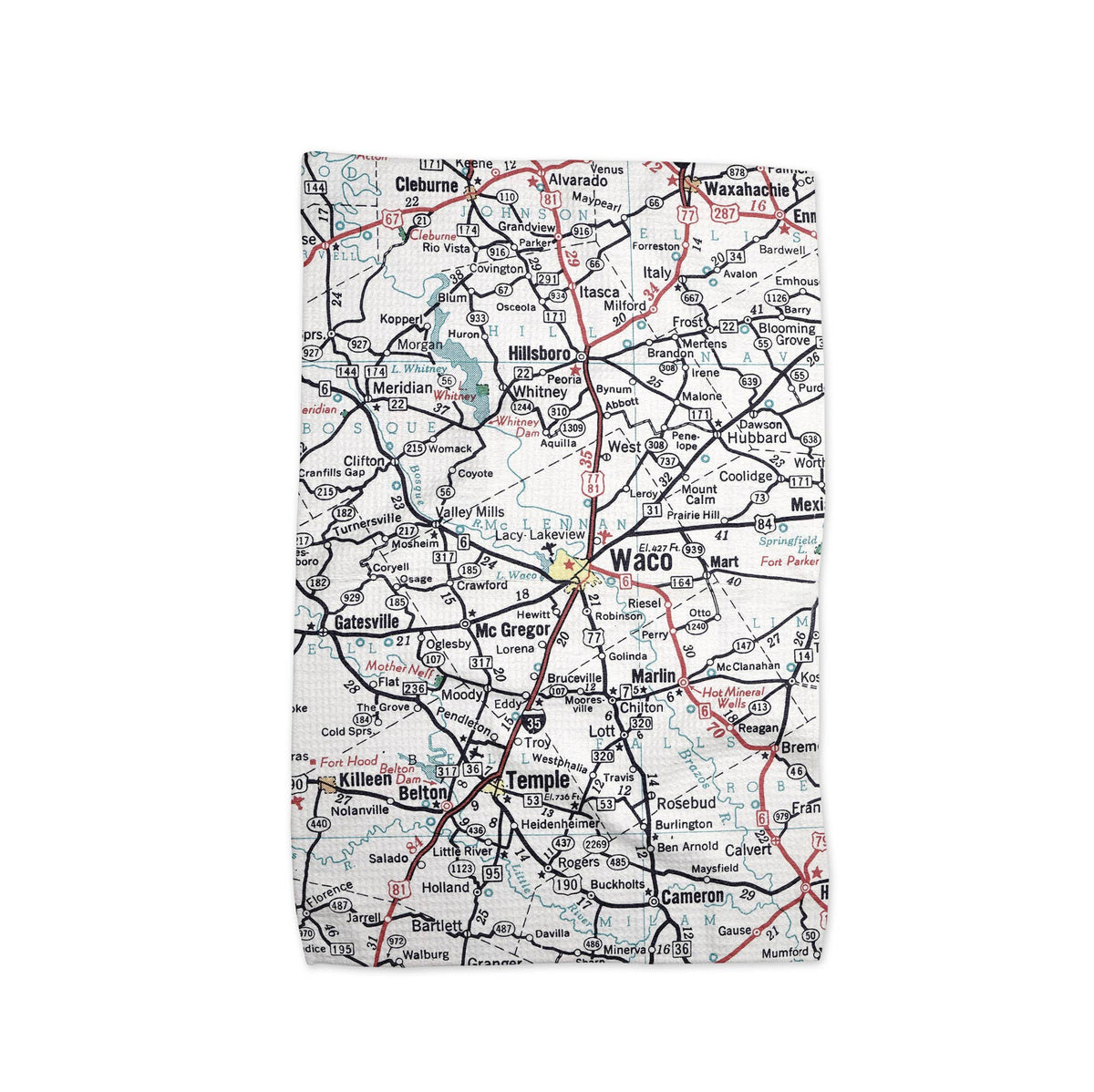 Waco Texas map tea towel