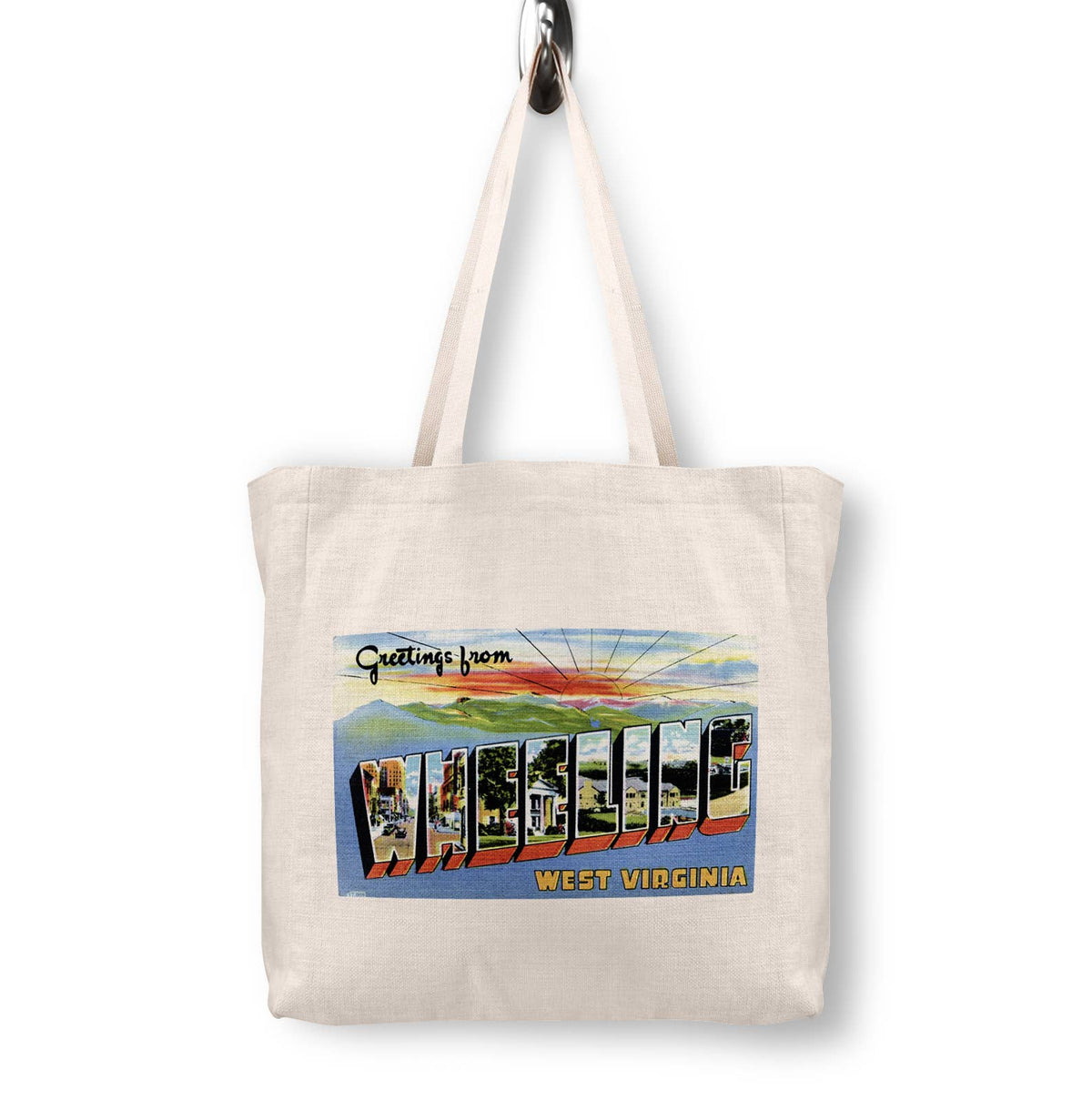 Wheeling West Virginia Vintage Postcard Canvas Tote Bag