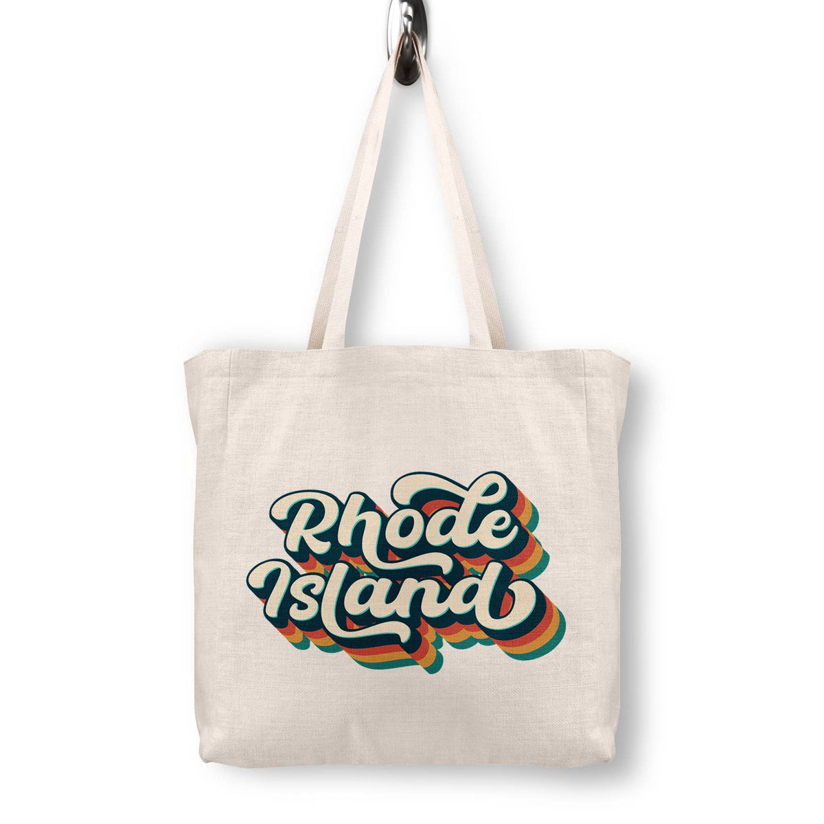 Retro Rhode Island Canvas Tote Bag