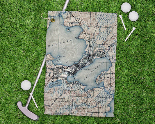 Madison Wisconsin vintage map golf towel