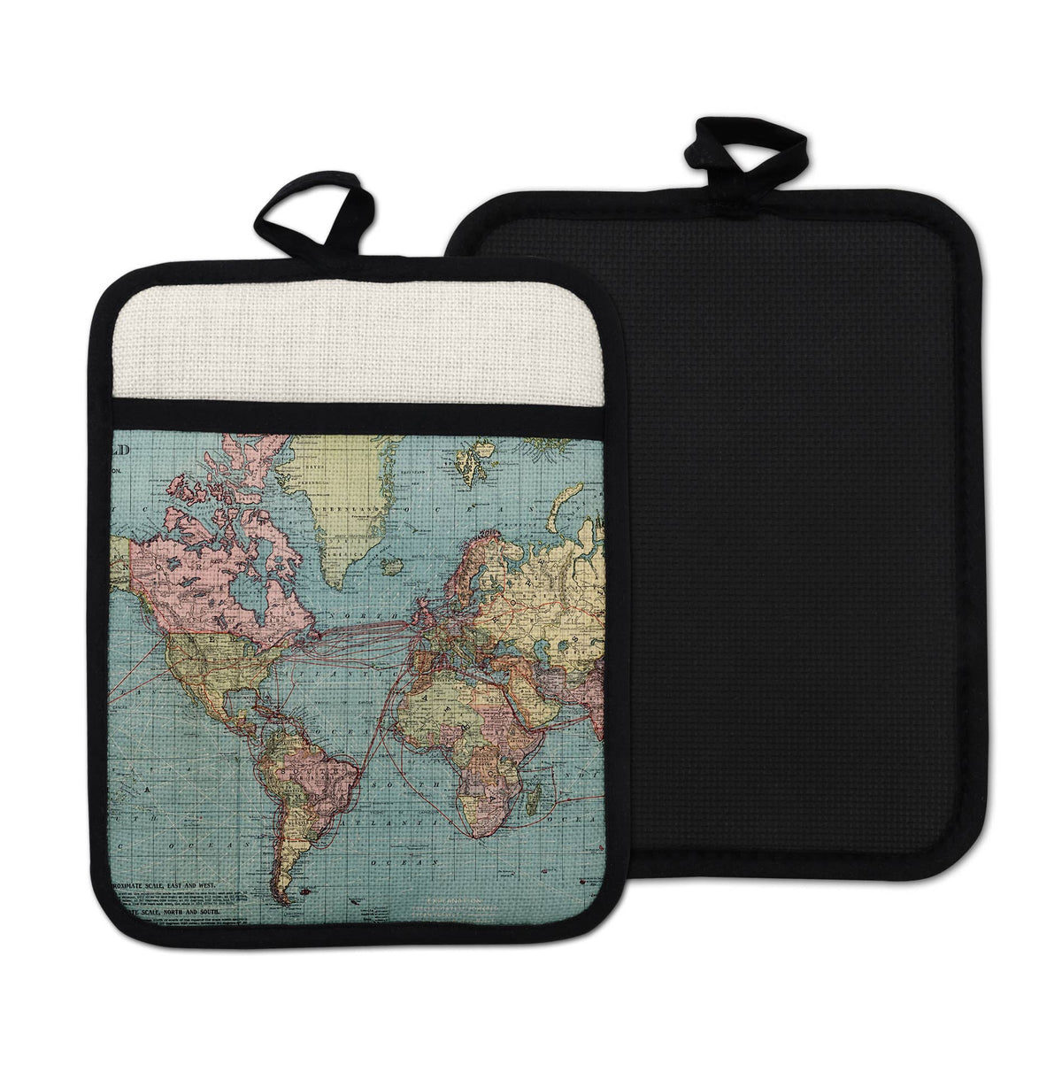 World vintage map hot pad