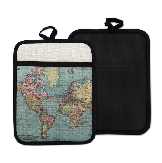 World vintage map hot pad