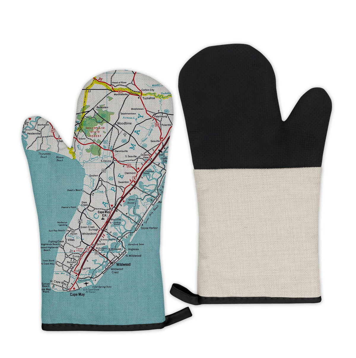 Cape May New Jersey vintage map oven mitt