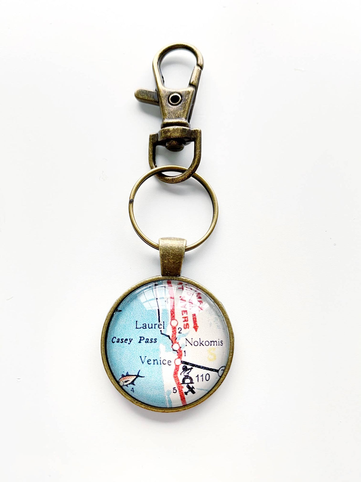 Venice Florida vintage map keychain