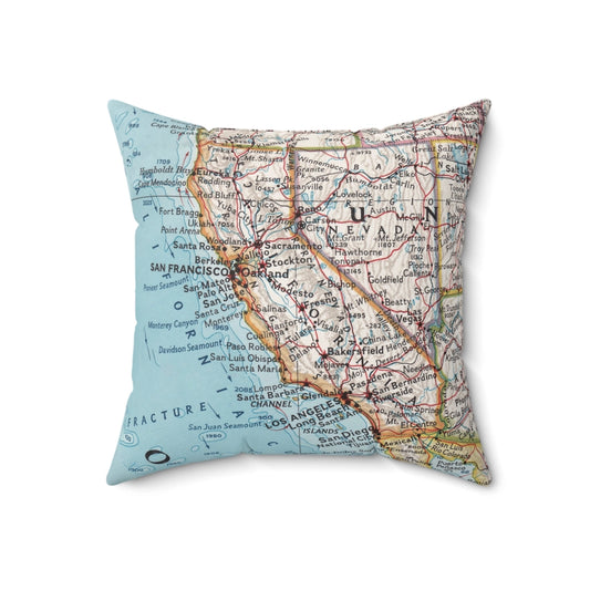 California Map Pillow | Vintage California Map Throw Pillow