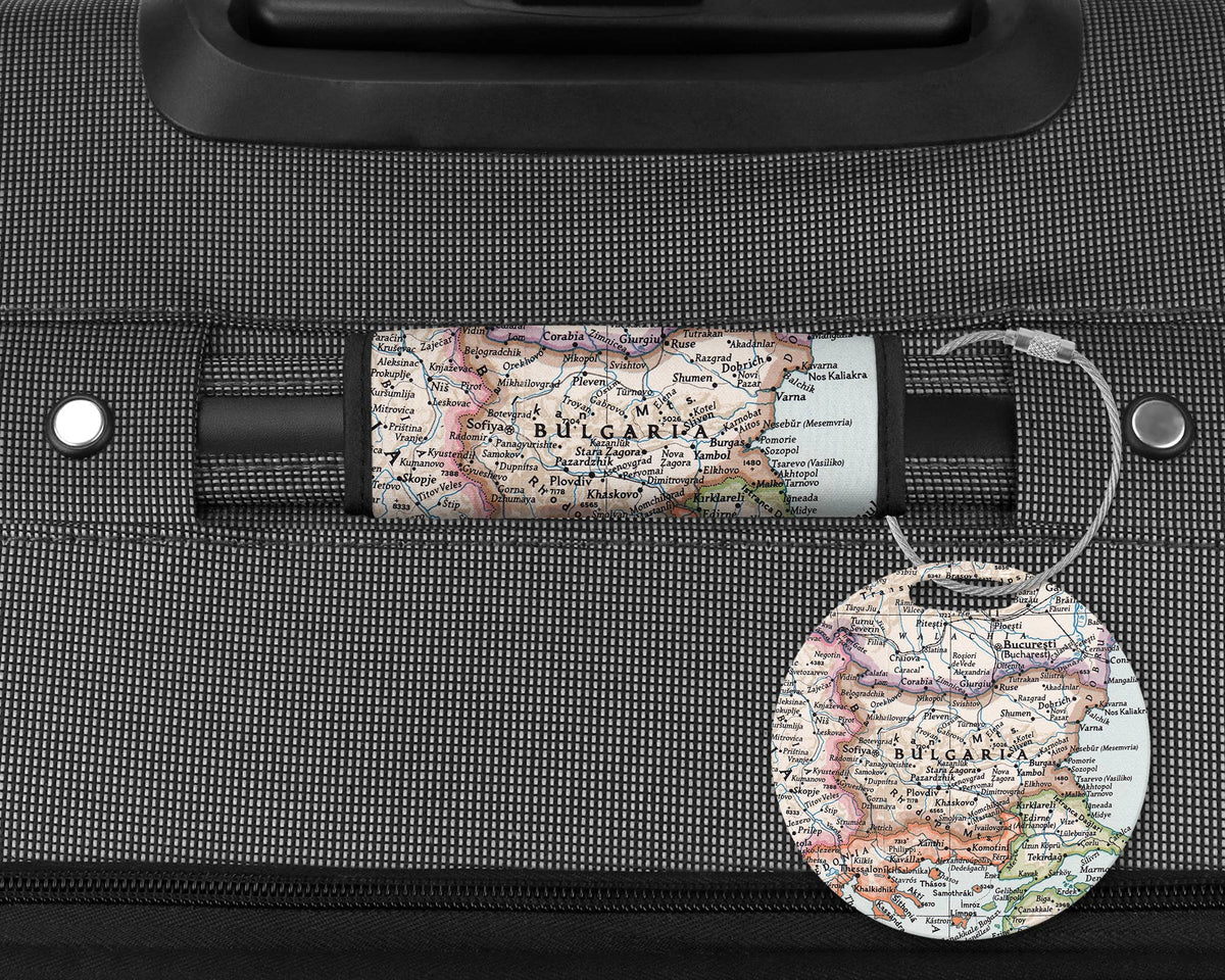 Bulgaria Map Luggage Tag and Handle Wrap