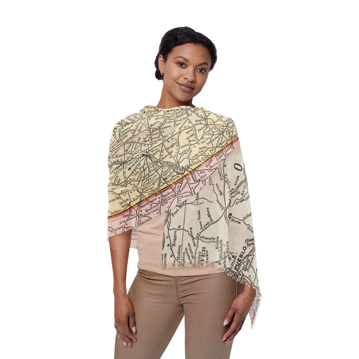 Kansas Map Travel Scarf view 2
