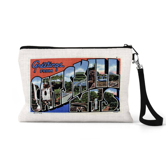 Catskill Mountains vintage postcard wristlet travel pouch