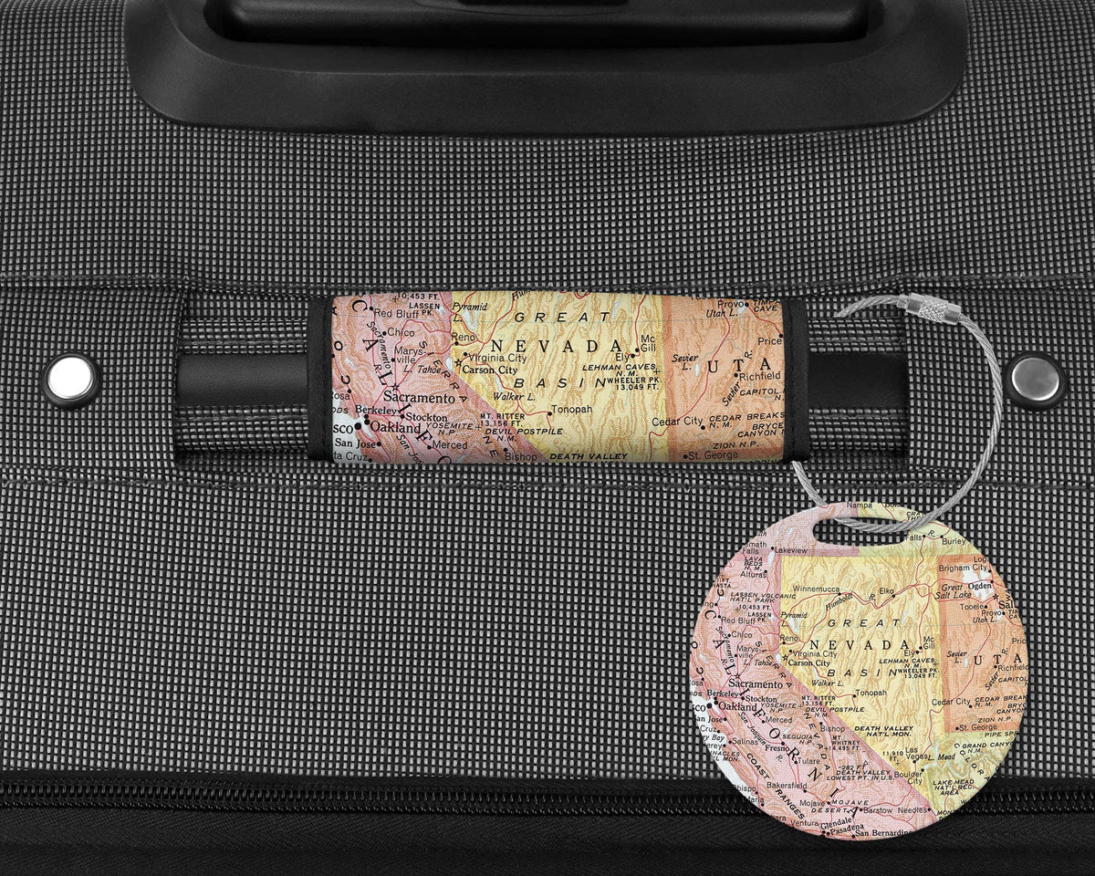 Nevada Map Luggage Tag and Handle Wrap