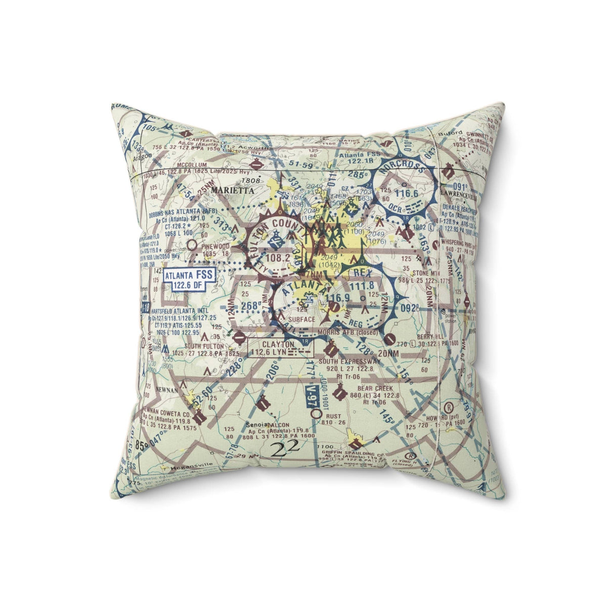 Atlanta Flight Chart vintage map throw pillow