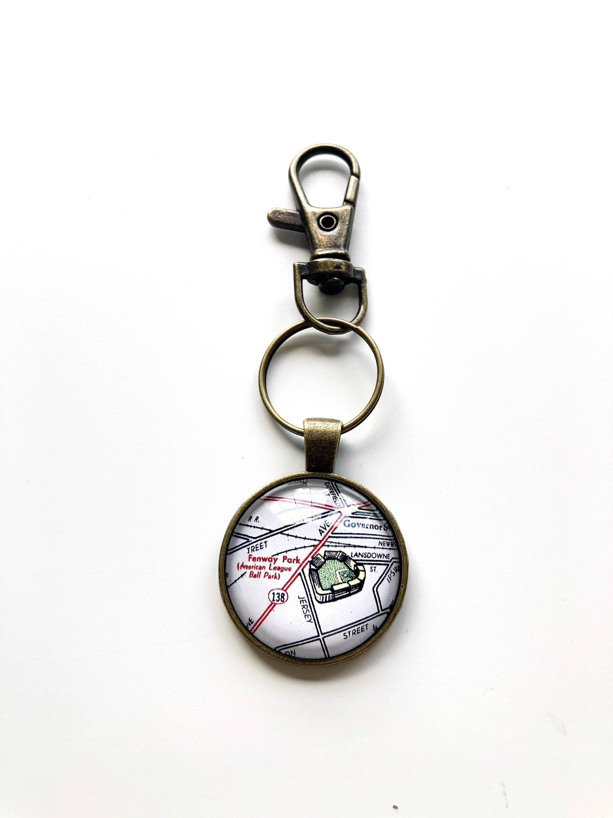 Fenway Park Boston vintage map keychain