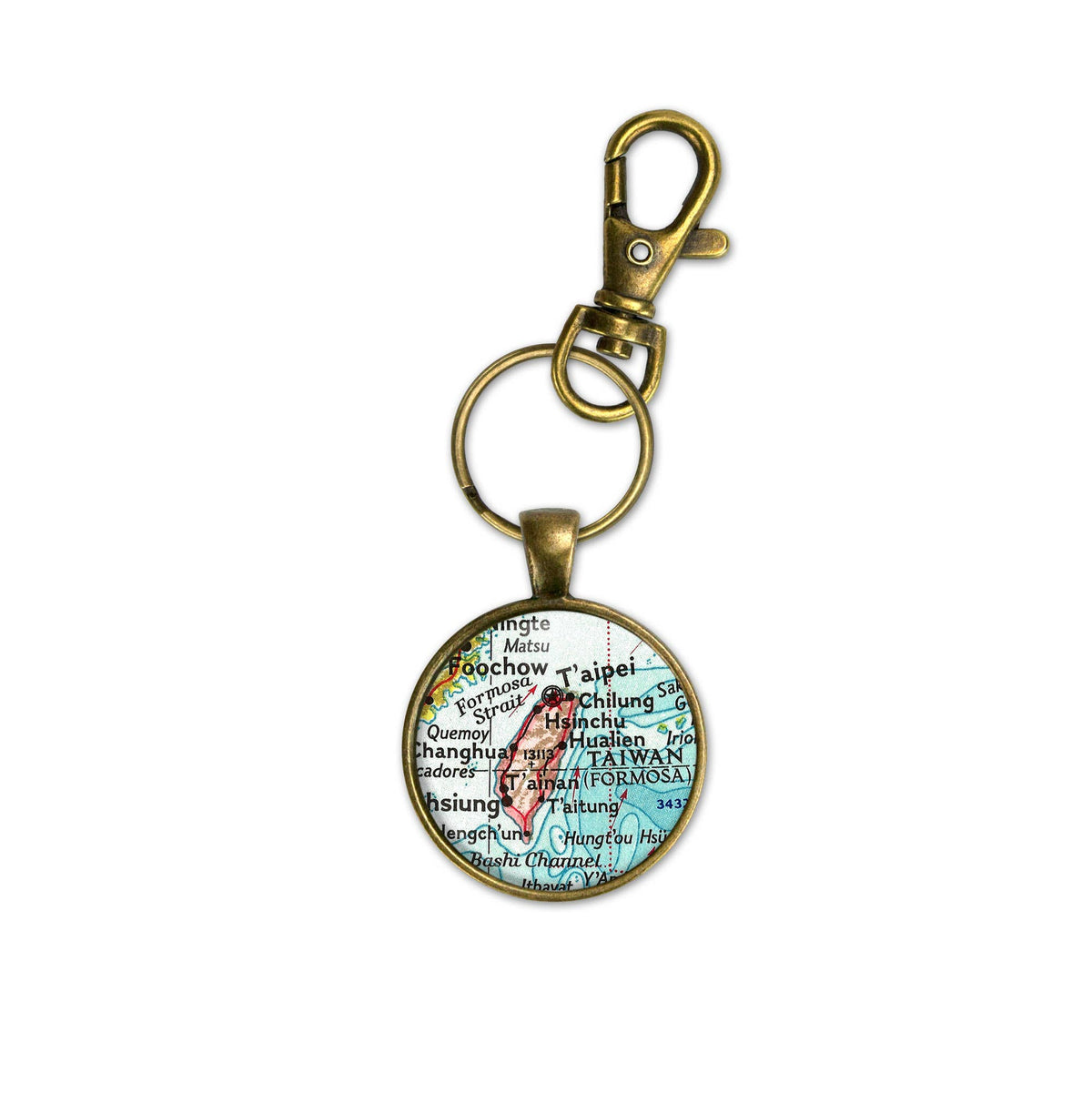 Taiwan vintage map keychain