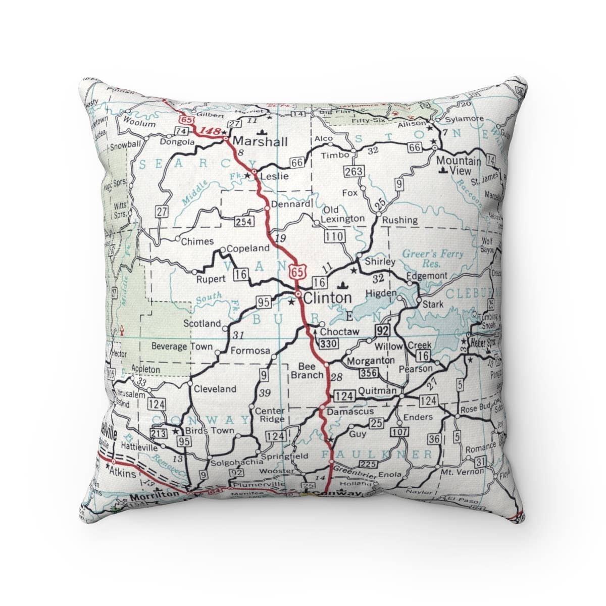 Clinton Arkansas vintage map throw pillow