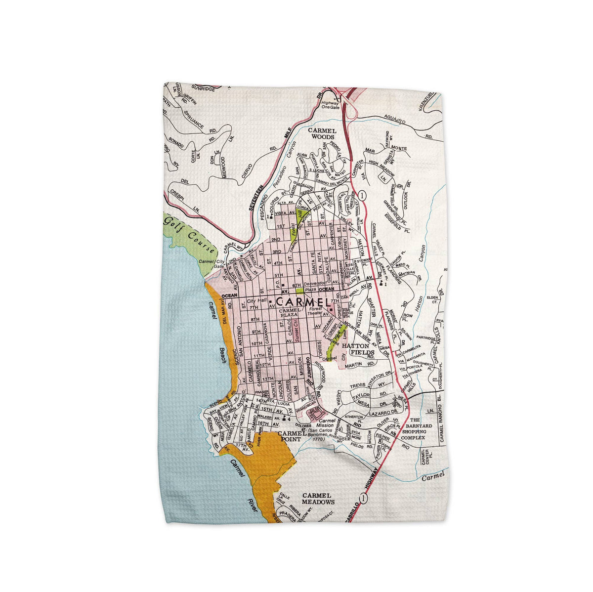 Carmel California map tea towel