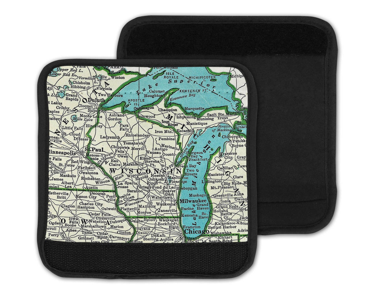 Wisconsin Map Luggage Tag and Handle Wrap view 3