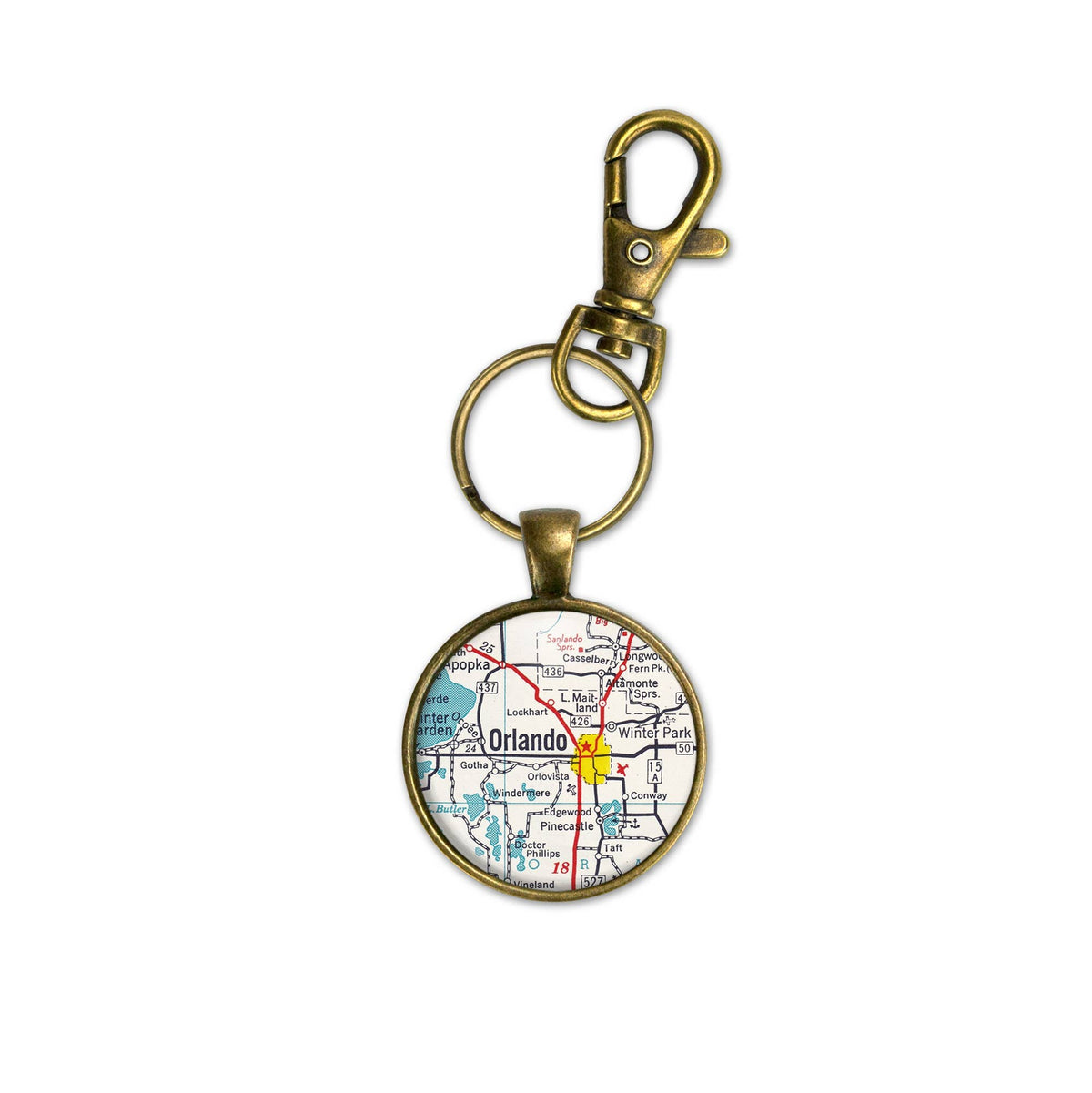 Orlando Florida vintage map keychain