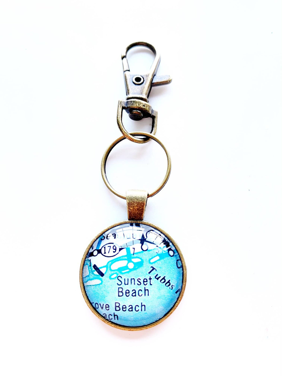 Sunset Beach North Carolina vintage map keychain