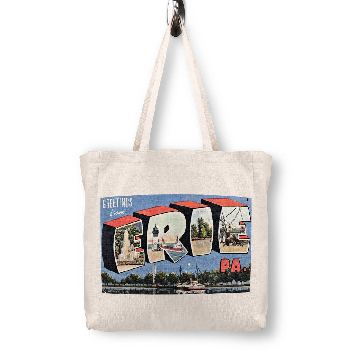 Erie Pennsylvania Vintage Postcard Canvas Tote Bag